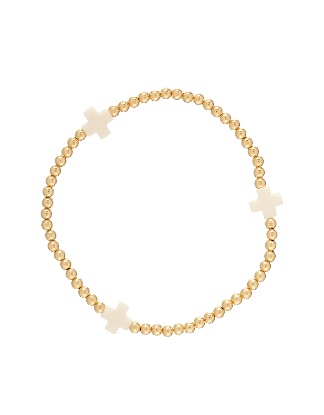 E. Newton Signature Cross Gold Bracelet 3mm - Off White