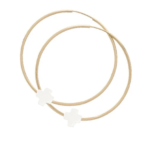 E. Newton Gold Hoop with Signature Cross