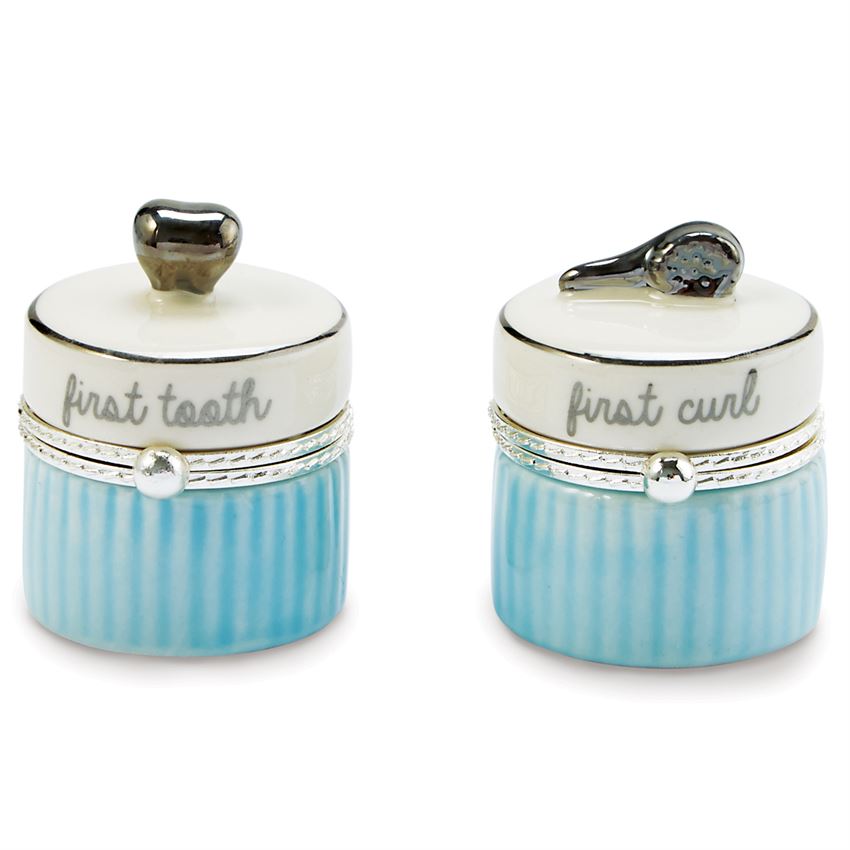 1st Tooth and Curl Ceramic Keepsake Box