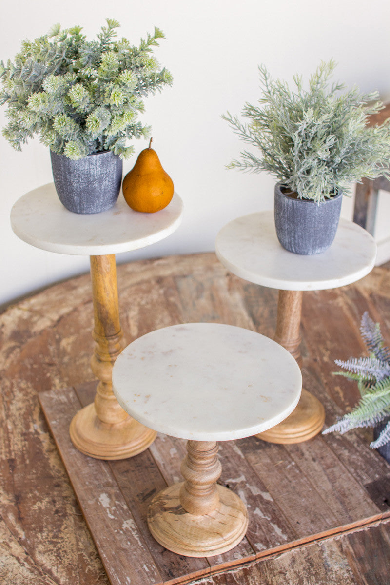 Wooden and Marble Cake Stand